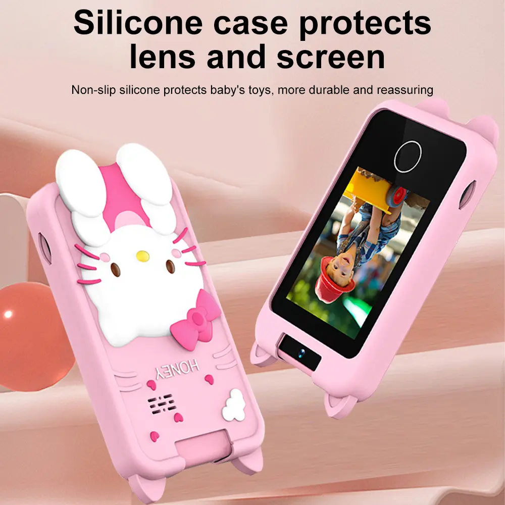 Children Phone Camera Toys with Reversible Camera MP3 Music Player Game Touch Screen Leaning Toys for Girls Boys Birthday Gifts