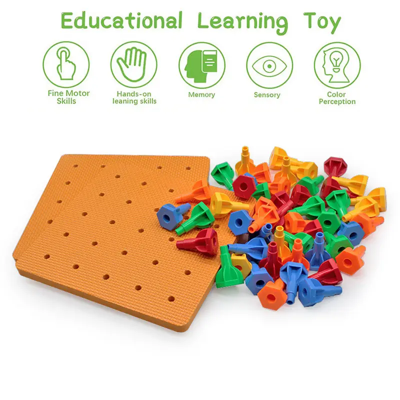 Children Stacking Blocks Montessori Toys Early Education Large Particle Nails Building Blocks Parish Board Game Educational Toys