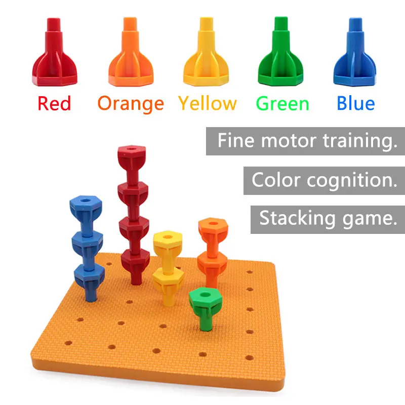 Children Stacking Blocks Montessori Toys Early Education Large Particle Nails Building Blocks Parish Board Game Educational Toys