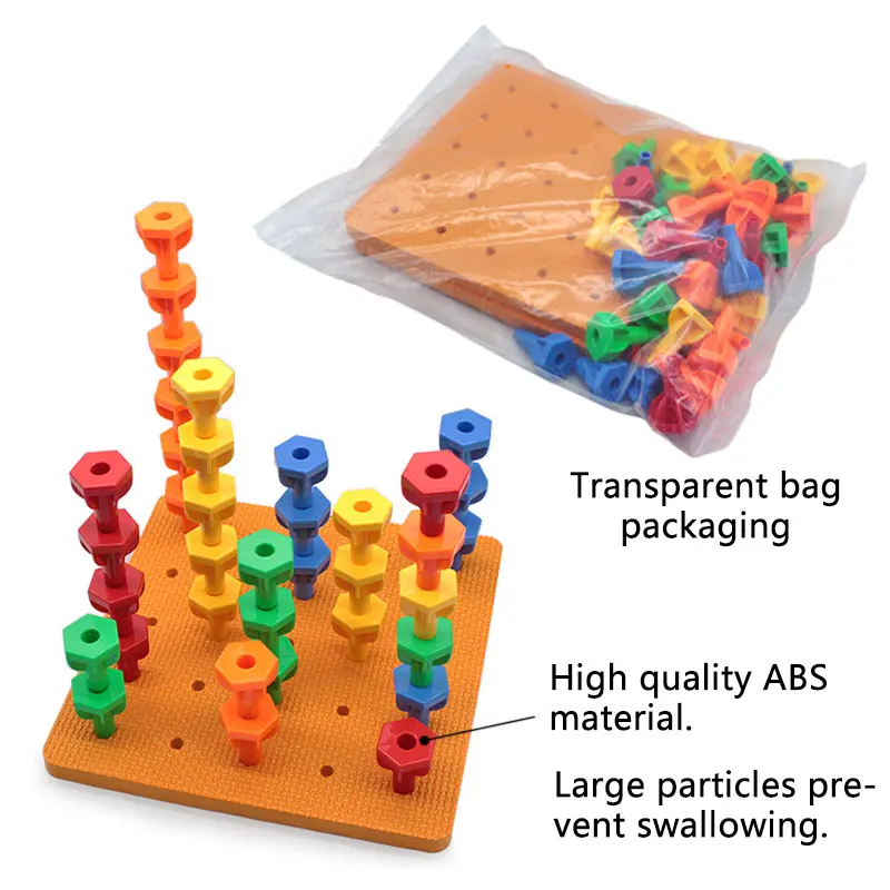 Children Stacking Blocks Montessori Toys Early Education Large Particle Nails Building Blocks Parish Board Game Educational Toys