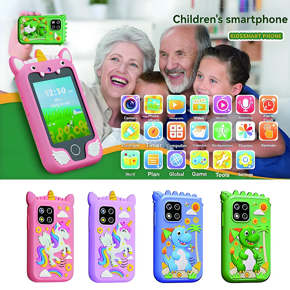 Kids Smart Phone IPS TouchScreen Unicorn Baby Mobile MP3 Music Player Digital Camera Educational Girls Boys Toys Birthday Gifts