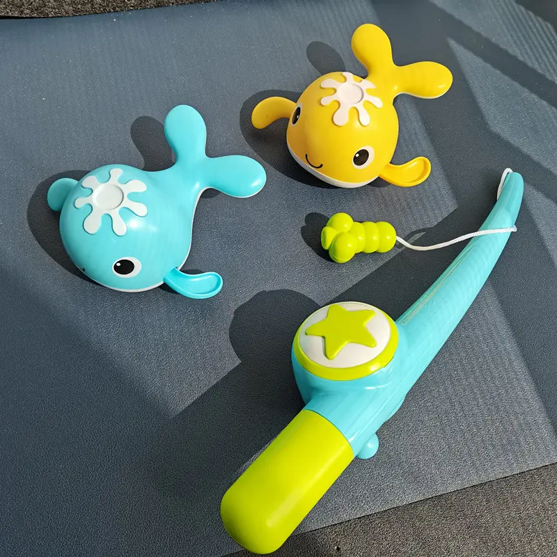 Bath Toys Magnetic Fishing Games Wind-up Swimming Whales Kids Magnetic Fishing Toys with Fishing Rod Bath Fun Time