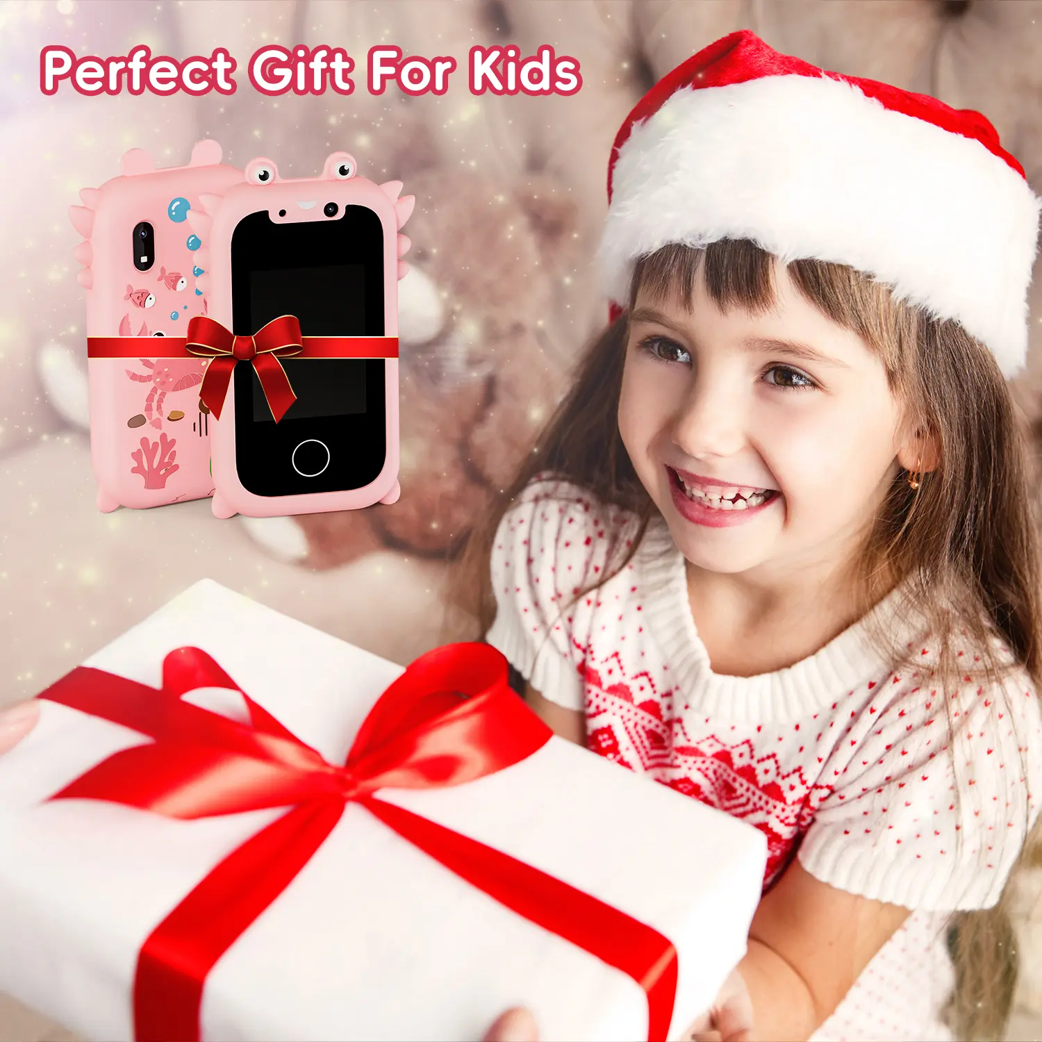 Kids Smart Phone Educational Toys Dual Camera Music Player Baby IPS Touch Screen Phone Game Learning for Age 3-12 Brithday Gifts