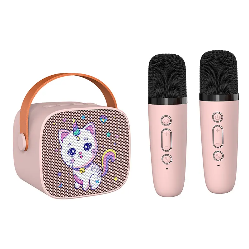 Mini Karaoke Machine Cartoon Cat Portable Bluetooth Speaker With Microphone for Home Family KTV Party Kid Singing Player
