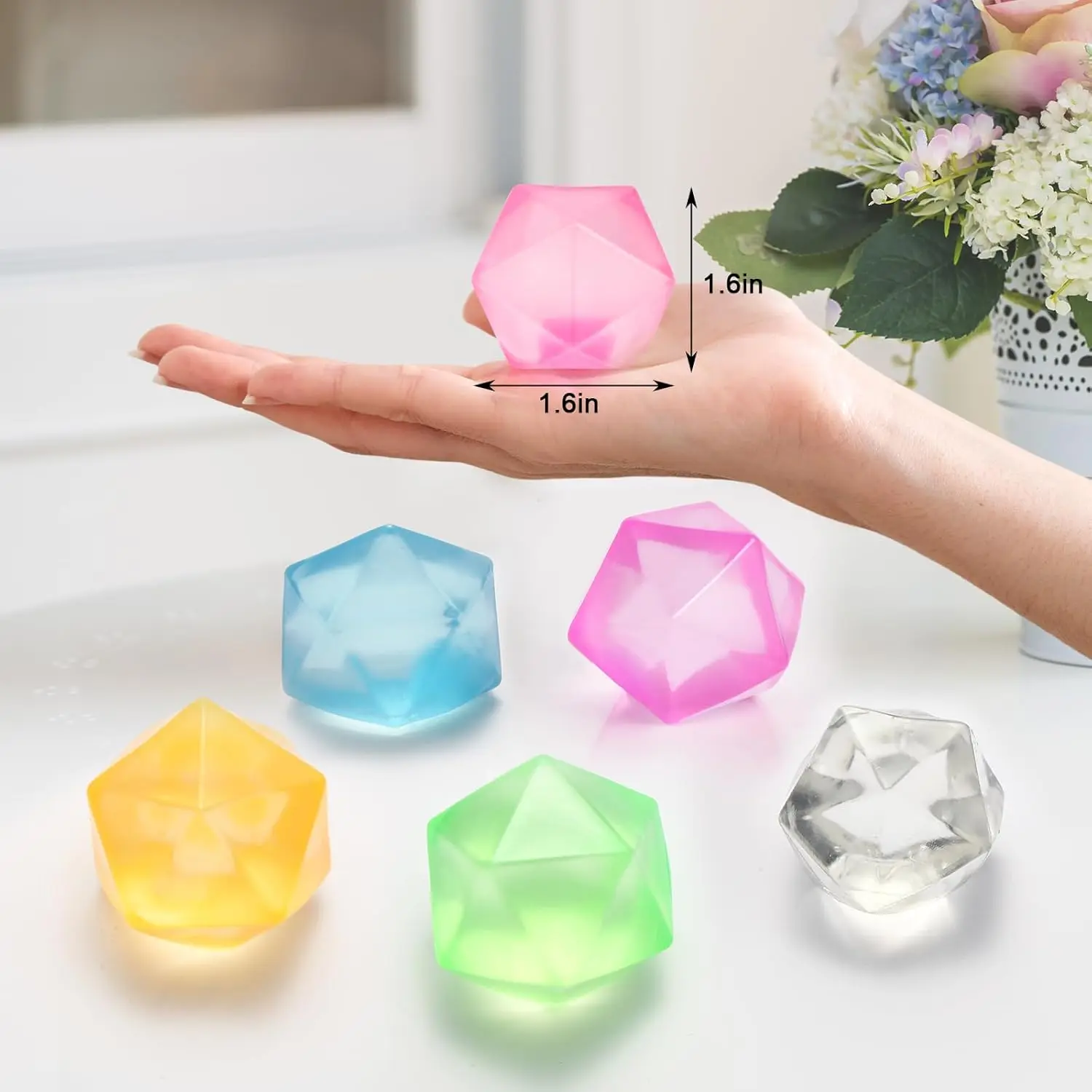 5 Sizes Squeeze Toys Stress Relief Ice Cubes - Squishy Sensory Toys for Anxiety Fidgeting - Kids & Adults Party Favors
