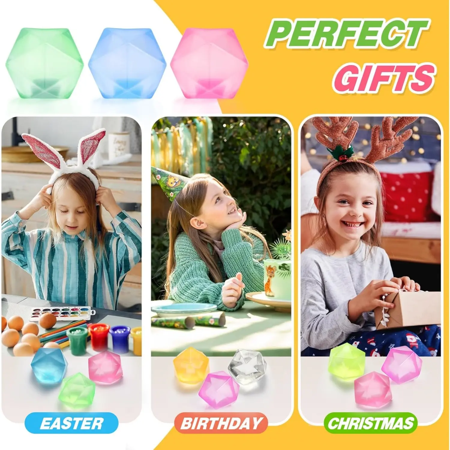 5 Sizes Squeeze Toys Stress Relief Ice Cubes - Squishy Sensory Toys for Anxiety Fidgeting - Kids & Adults Party Favors