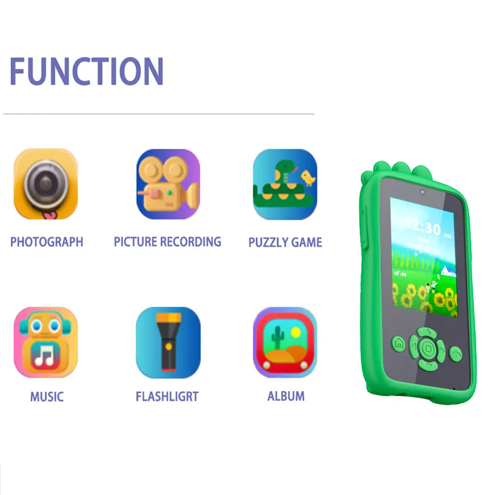 2025 Kids Mini Phone Dinosaur Protective Case Mini Toy Phone Puzzle Games Kids Smart Phone MP3 Music Video Play Educational Toys