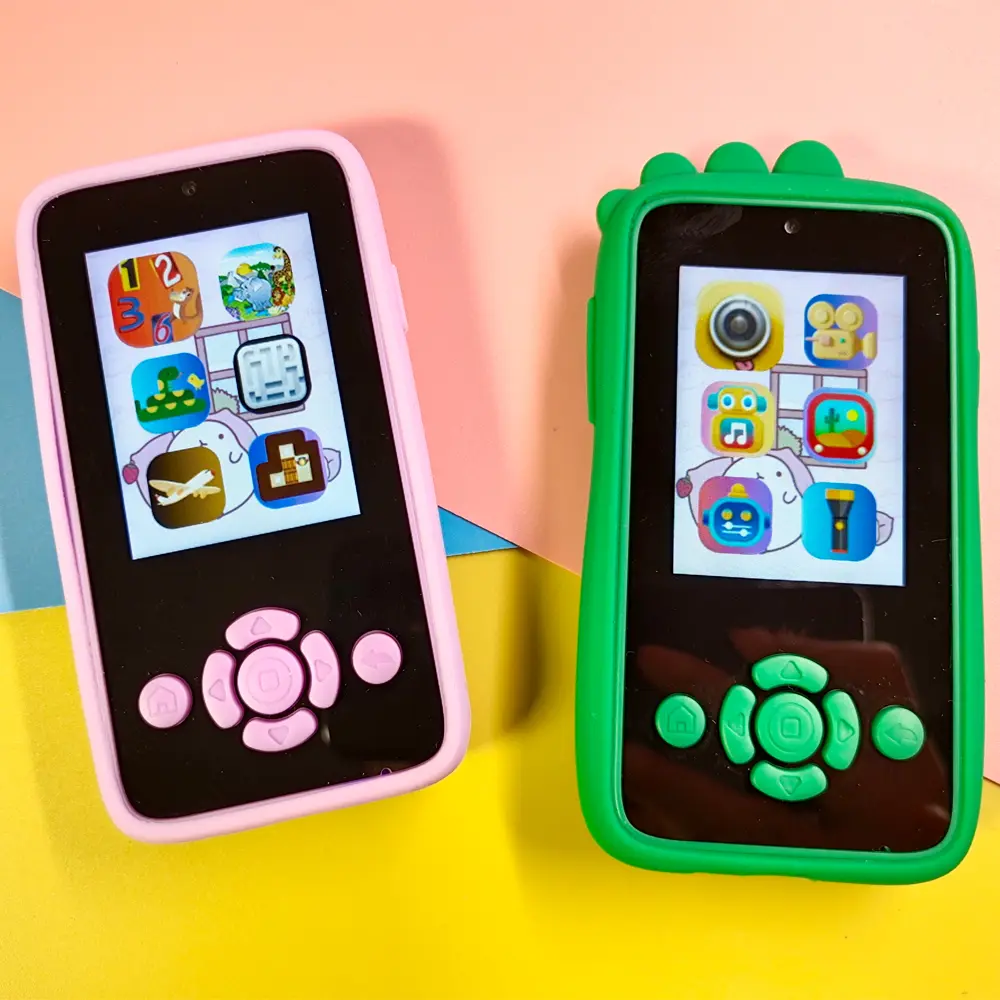 2025 Kids Mini Phone Dinosaur Protective Case Mini Toy Phone Puzzle Games Kids Smart Phone MP3 Music Video Play Educational Toys