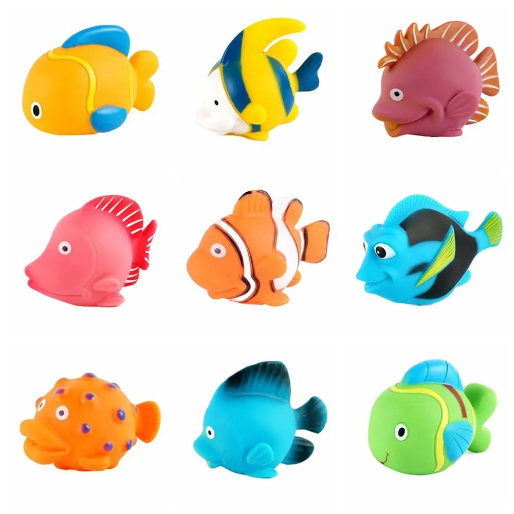 Toddlers Infant Fish Animals Baby Bath Toys Spray Water Squeeze Shower Toy Soft PVC Float Swimming Water Toys Bathtub