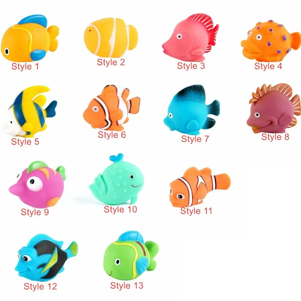 Toddlers Infant Fish Animals Baby Bath Toys Spray Water Squeeze Shower Toy Soft PVC Float Swimming Water Toys Bathtub