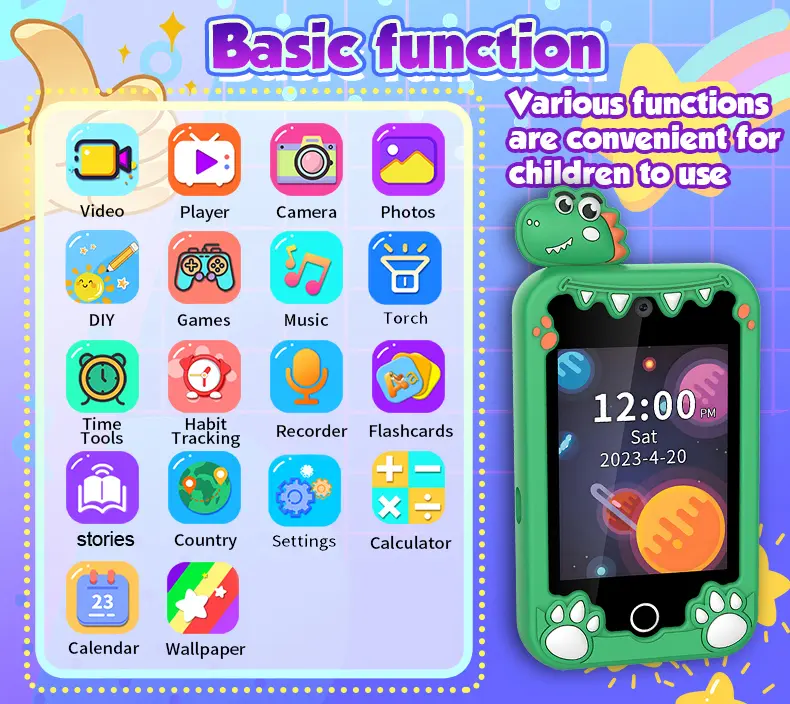 Kids Smart Phone Video Music Player Stories Mini Toy Phone Camera Habit Tracking Games Learning Educational Toys Children Gifts