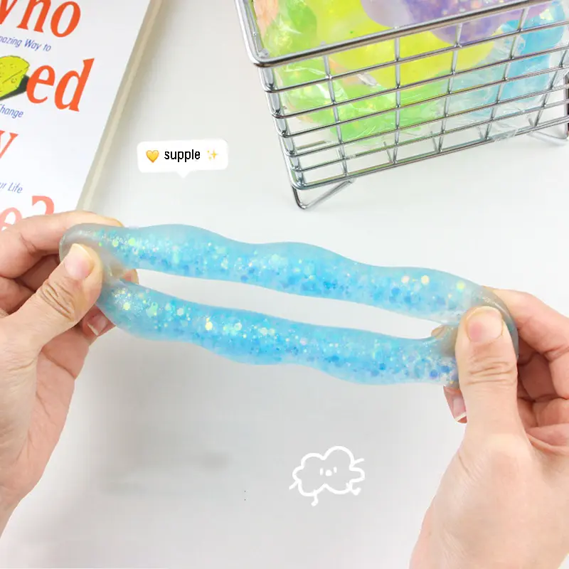 1 pcs TPR Crystal Garland Transparent Donut color Bracelet Squeeze ball Decompression Vent Pinch Pull Kids Girl Toy Pendant Gift