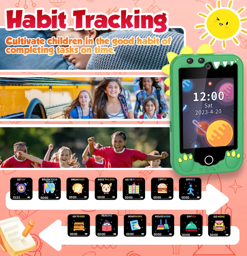 Kids Smart Phone Video Music Player Stories Mini Toy Phone Camera Habit Tracking Games Learning Educational Toys Children Gifts