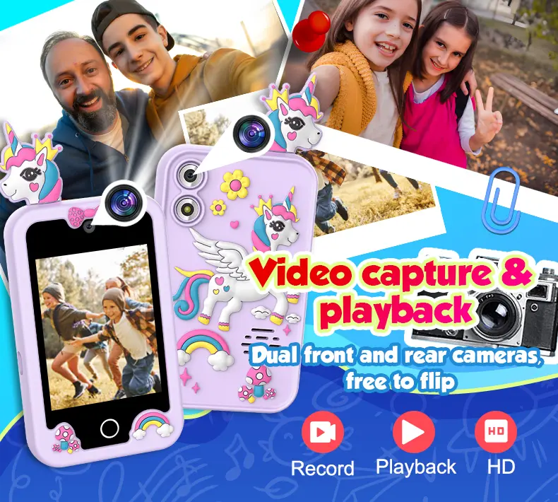 Kids Smart Phone Video Music Player Stories Mini Toy Phone Camera Habit Tracking Games Learning Educational Toys Children Gifts