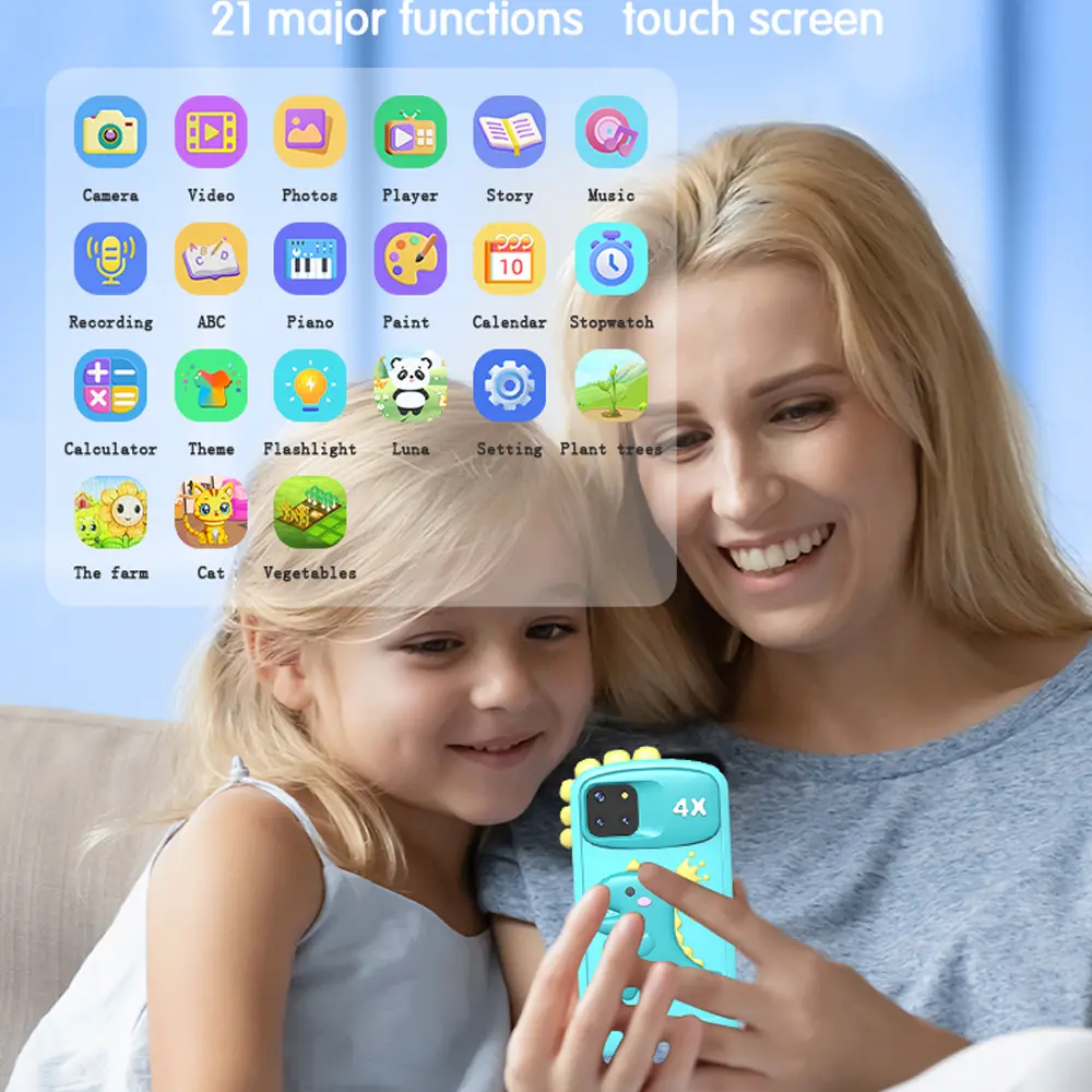 32GB Large Screen 4.0'' Kids Smart Phone Toys Baby Mobile MP3 Player Dual Cameras for Girls Boys Mini Toy Phone Birthday Gifts