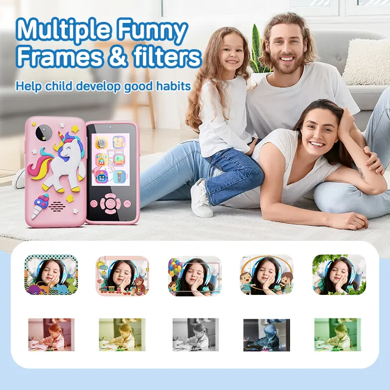 Null Kids Phone 32G Mp3 Music Player Puzzle Games Tooddler Leaning Toys for Girls Boys Kids Cameras Ages 3-6 7-12 Birthday Gifts