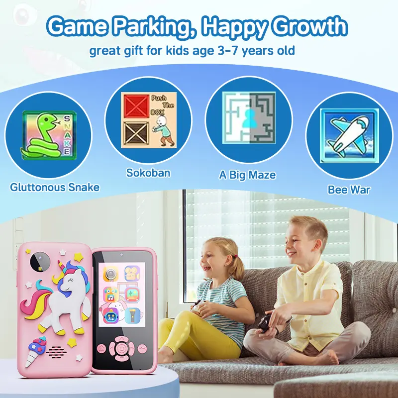 Null Kids Phone 32G Mp3 Music Player Puzzle Games Tooddler Leaning Toys for Girls Boys Kids Cameras Ages 3-6 7-12 Birthday Gifts