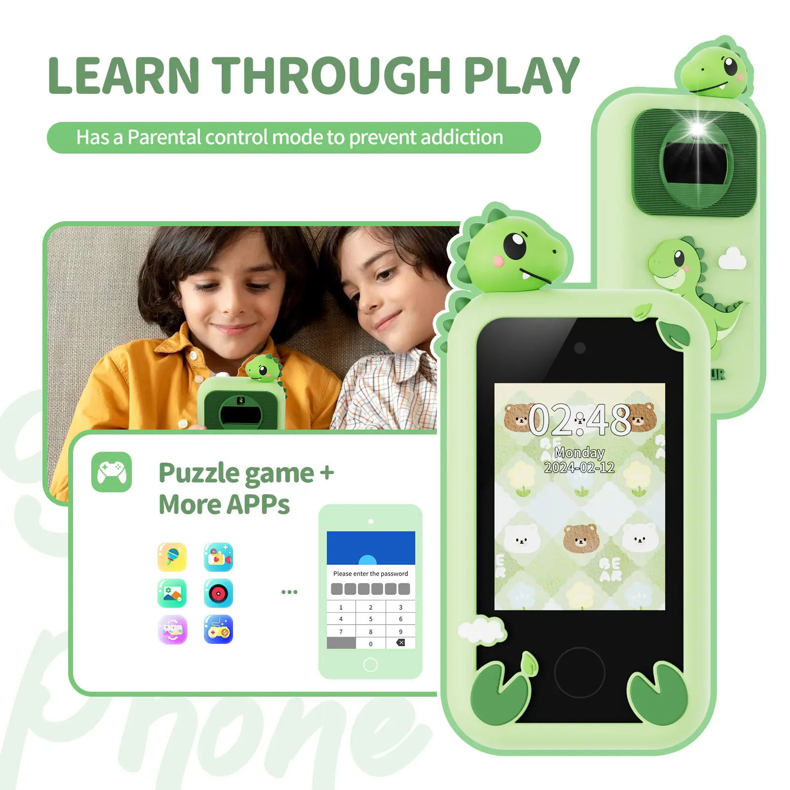 INOCTI Kids Smart Phone Toy Toddler Mobile Educational Learning Dual Camera Music Player Toys For Christmas Birthday Gifts