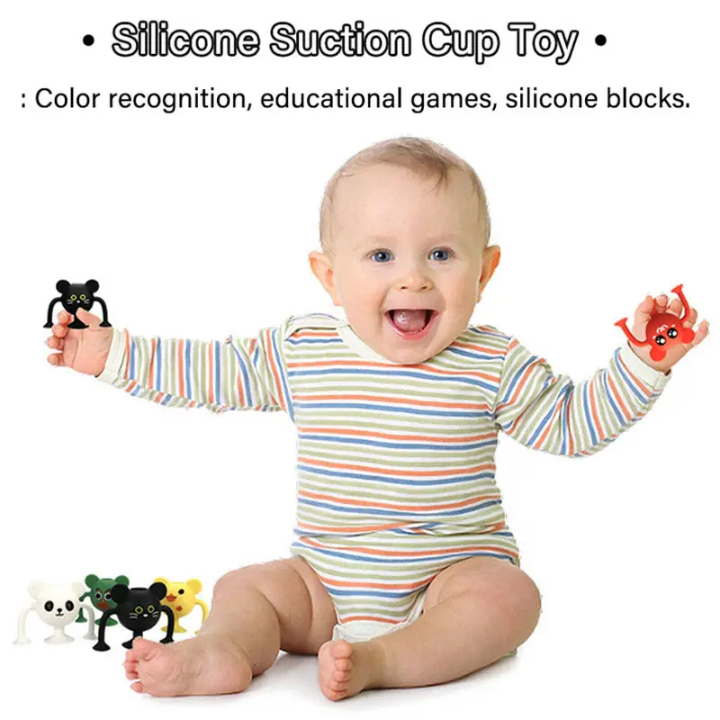 Montessori Silicone Suction Cups Toys Soft Plastic Building Blocks DIY Educational Toys Suction Cup Construction Set For Boys