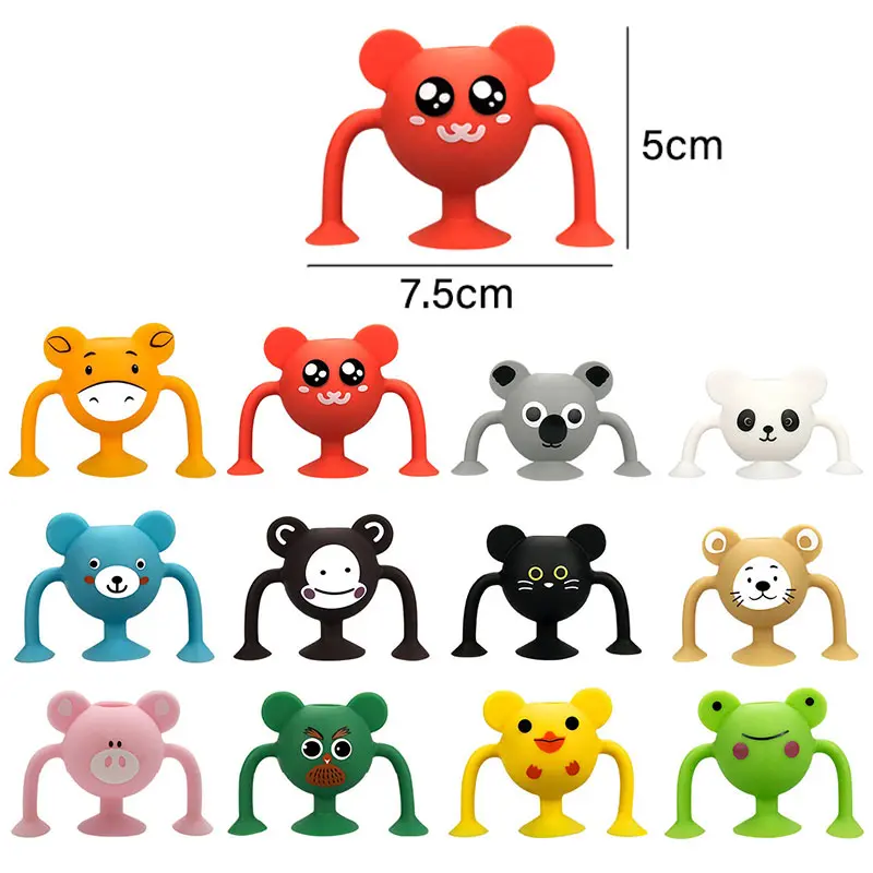 Montessori Silicone Suction Cups Toys Soft Plastic Building Blocks DIY Educational Toys Suction Cup Construction Set For Boys