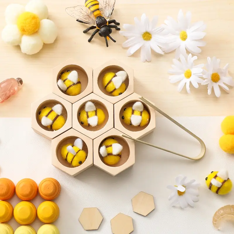 Wooden Puzzle Bee Toys Montessori Toys for Baby Fine Motor Skill Toy Baby 0 12 Months Matching Games Early Educational Toys Gift