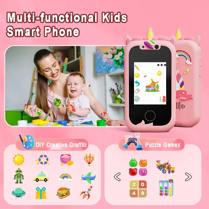 Children Smart Phone Touchscreen Learning Toy HD Dual Camera Cell Music Player Painting Game Early Educational Toy Birthday Gift