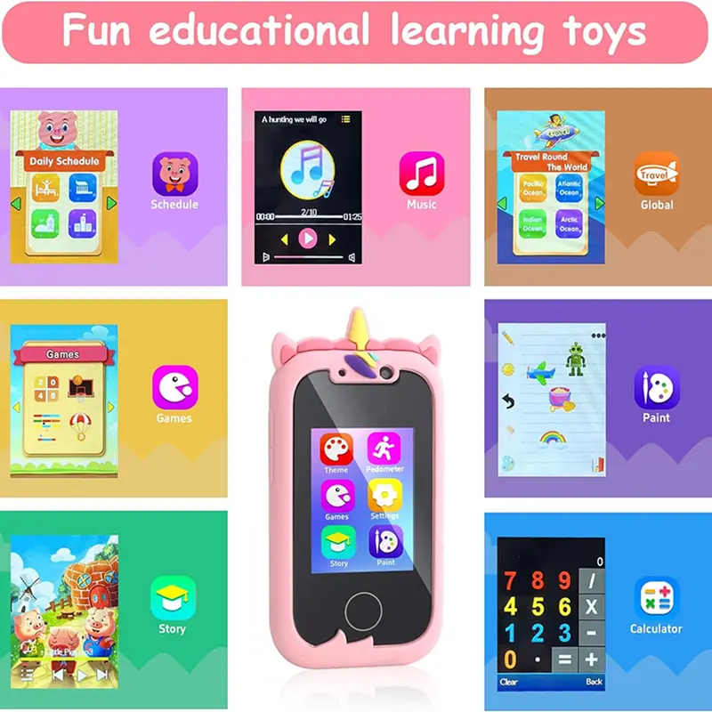 Children Smart Phone Touchscreen Learning Toy HD Dual Camera Cell Music Player Painting Game Early Educational Toy Birthday Gift