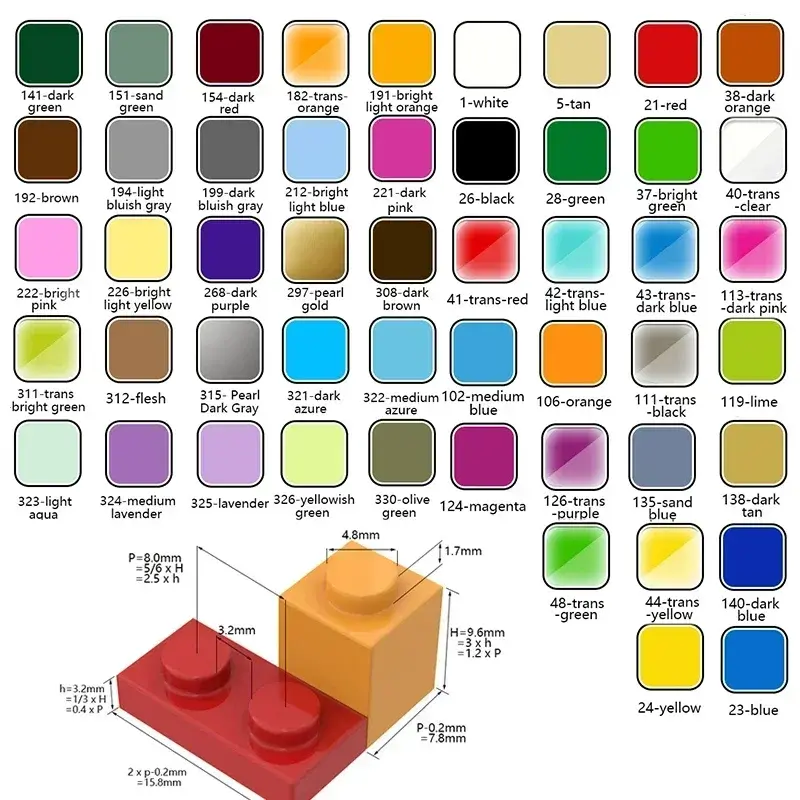 50PCS High-Tech Assemble Particle 22885 1x2x1.66 Building Blocks Kit Part Idea DIY Toys For Children Birthday Gifts