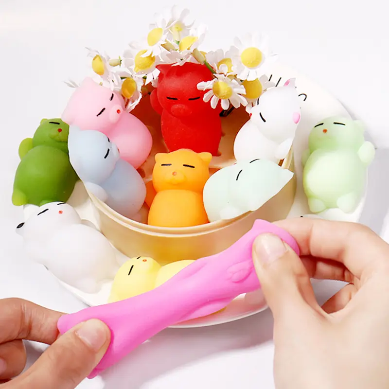 5/10/20PCS Kawaii Cat Squishy Toys Catoon Push Stress Relief Squishies Mochi Stress Ball  For Boys Girls Birthday Party Favor