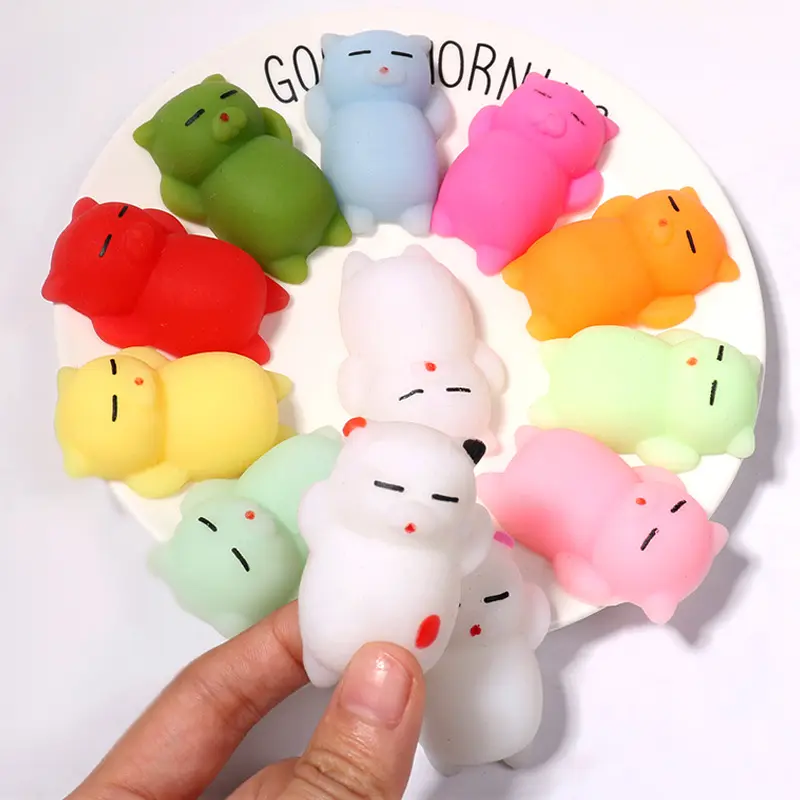 5/10/20PCS Kawaii Cat Squishy Toys Catoon Push Stress Relief Squishies Mochi Stress Ball  For Boys Girls Birthday Party Favor