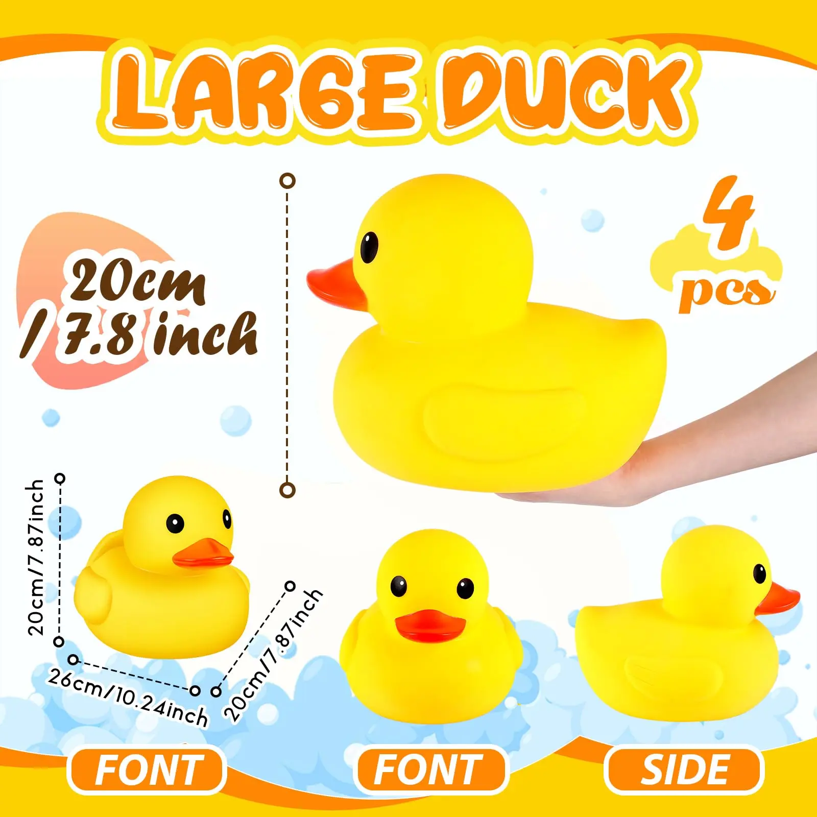 1/2pcs Giant Rubber Duck 10.2 Inch Duck Giant Rubber Duck Large Rubber Squeaky Big Yellow Rubber Ducks