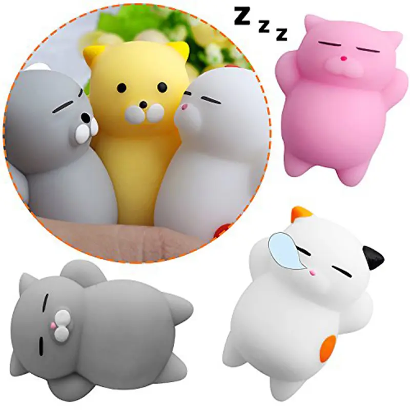 5/10/20PCS Kawaii Cat Squishy Toys Catoon Push Stress Relief Squishies Mochi Stress Ball  For Boys Girls Birthday Party Favor