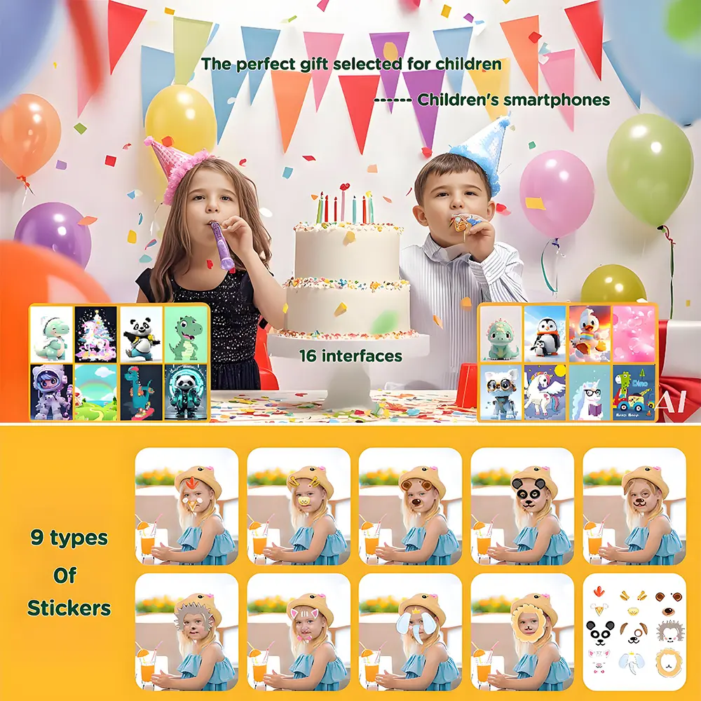 Kids Smart Phone Toy Cartoon Unicorn Music Video Player Mini Smart Phone Educational Toys for Girls Boys Birthday Christmas Gift