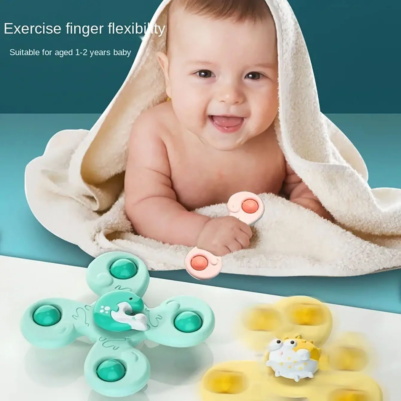 1Pcs/3Pcs/Ocean Baby Bath Toys Fun Bath Suction Cups Rotary Suction Cups Cartoon Rattle Uneasy Children Educational Toy Boy Gift