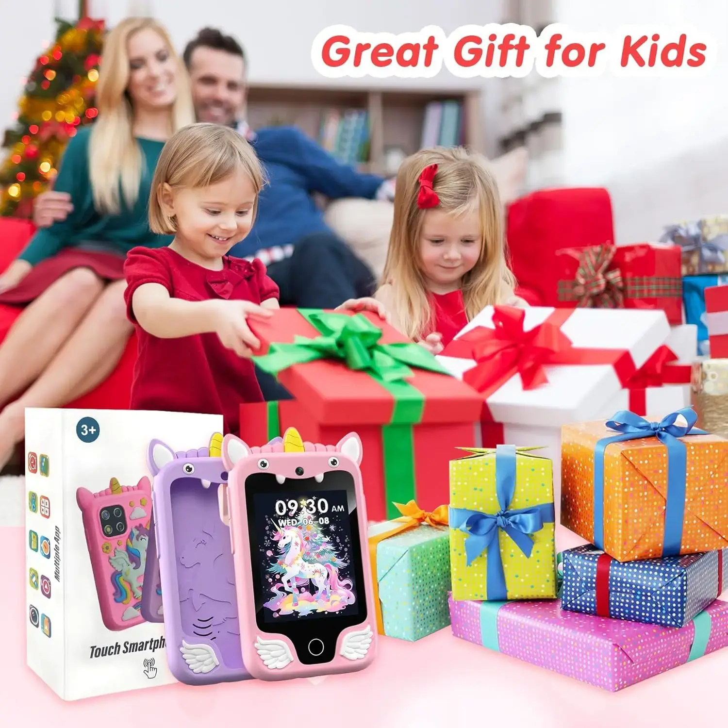 Kids Smart Phone Camera Toys Touchscreen Unicorn Baby Mobile MP3 Player Digital Camera Educational Toys for Girls Boys Age 3-8