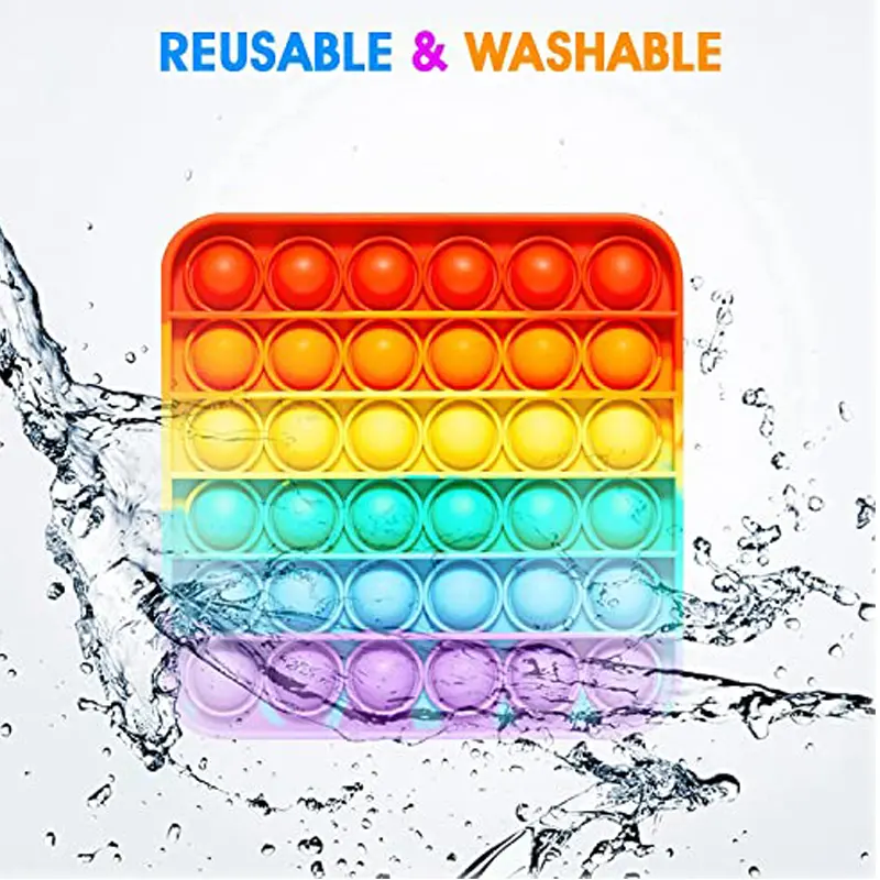 Push Bubble Fidget Toy Rainbow Square Stress Relief Sensory Toy for Autism, Stress, Anxiety Kids and Adults Squeeze Toys