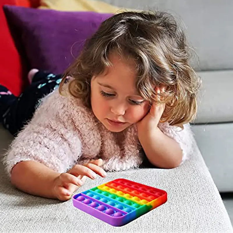 Push Bubble Fidget Toy Rainbow Square Stress Relief Sensory Toy for Autism, Stress, Anxiety Kids and Adults Squeeze Toys