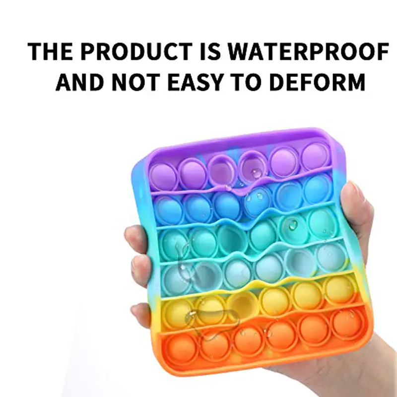 Push Bubble Fidget Toy Rainbow Square Stress Relief Sensory Toy for Autism, Stress, Anxiety Kids and Adults Squeeze Toys