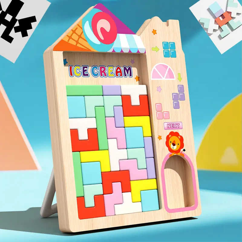 Early Childhood Puzzle, 3D Three-Dimensional Wooden Block Building Blocks, Baby Logic Training Puzzle Toys, Parent-Child