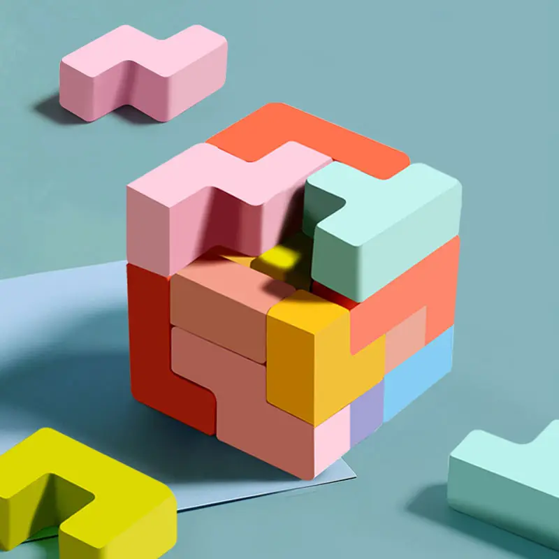 Early Childhood Puzzle, 3D Three-Dimensional Wooden Block Building Blocks, Baby Logic Training Puzzle Toys, Parent-Child