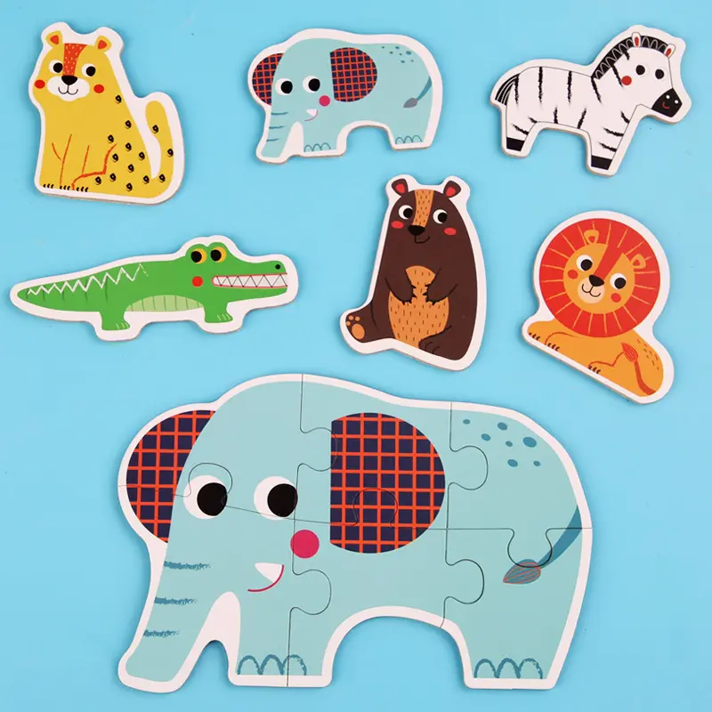 Kids Large Size Wooden Jigsaw Puzzle Game Baby Toys Learning Educational Forest Sea Animals Traffic Vehicle Puzzles Children Toy