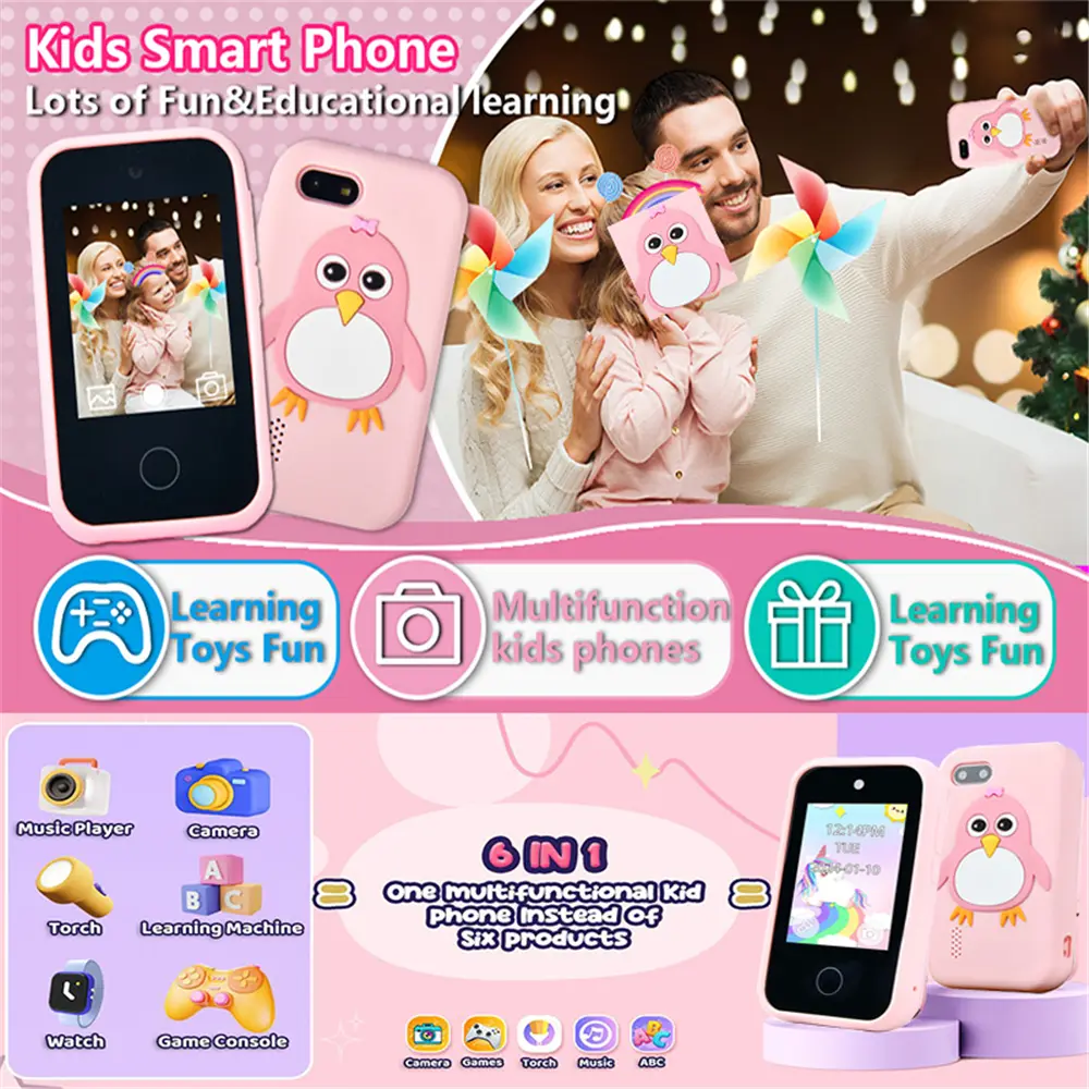Children Phone Educational Toys 18 Games Musical Toy Baby Mobile Selfie Camera With 32G TF Card Toys for Kids Birthday Gifts