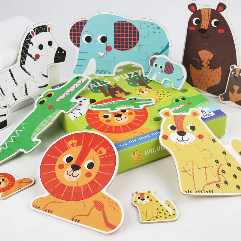 Kids Large Size Wooden Jigsaw Puzzle Game Baby Toys Learning Educational Forest Sea Animals Traffic Vehicle Puzzles Children Toy