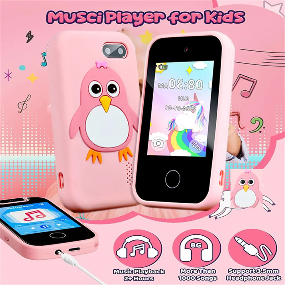 Children Phone Educational Toys 18 Games Musical Toy Baby Mobile Selfie Camera With 32G TF Card Toys for Kids Birthday Gifts