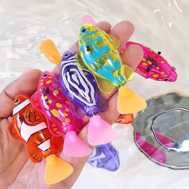 Children's Holiday Gift Bath Electronic Interactive Toy Light Swimming Fishing Simulation Color Pet Fish
