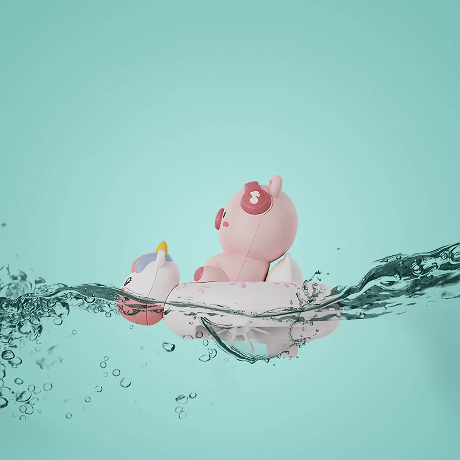 Children's Water Playing Chain Rabbit Cute Pig Swimming Circle Clockwork Rowing Baby Bathroom Shower Interactive Toy