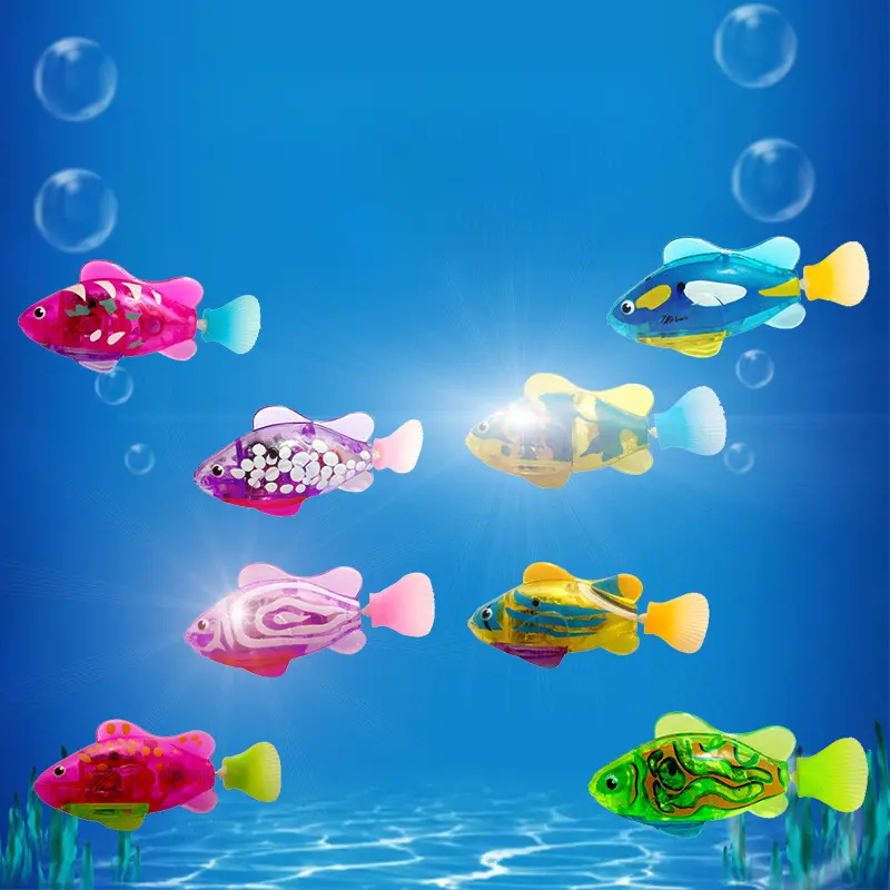 Children's Holiday Gift Bath Electronic Interactive Toy Light Swimming Fishing Simulation Color Pet Fish