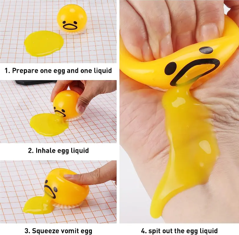 Sticky Funny Toy Disgusting Egg Yolk Brother Vomiting Egg Yolk Army Lazy Egg Custard Vomiting Ball Decompression Funny Toy