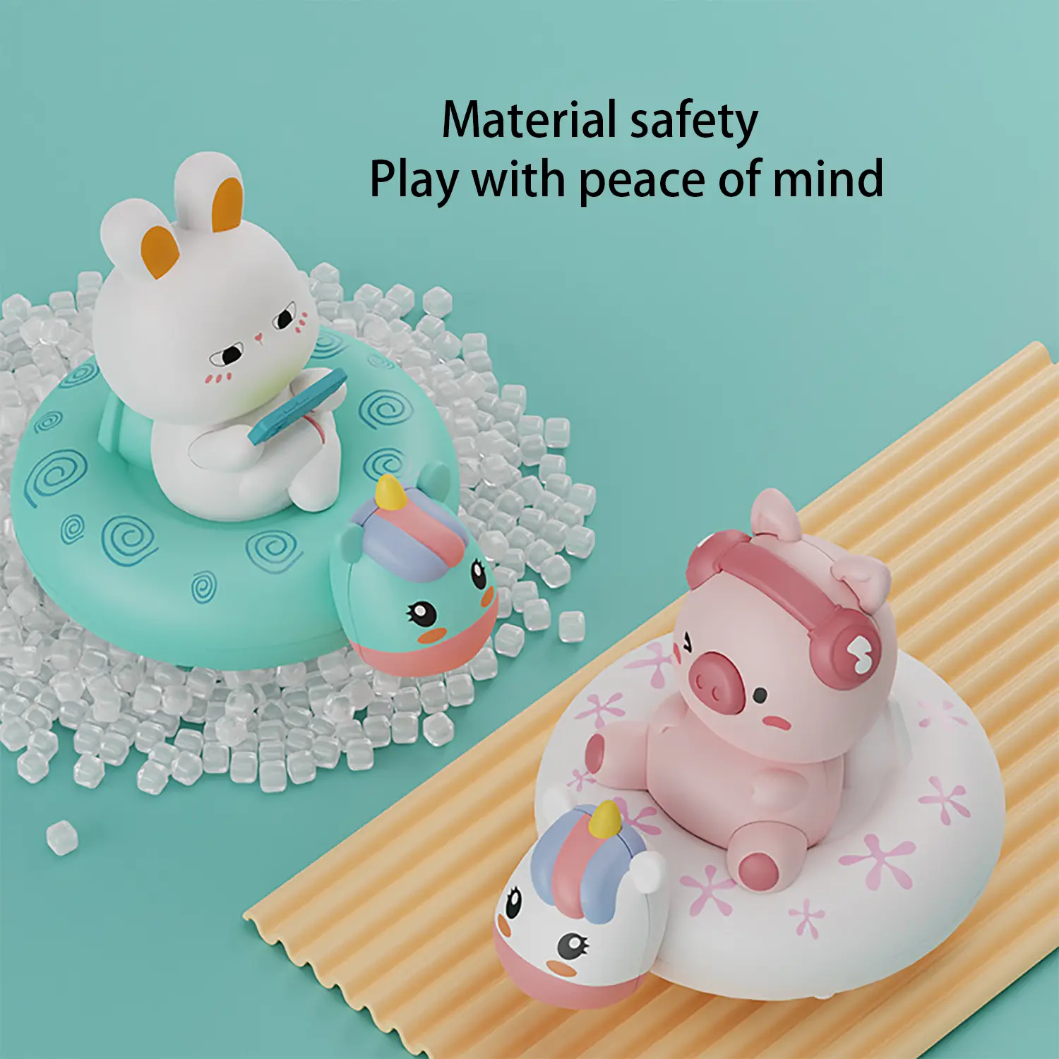 Children's Water Playing Chain Rabbit Cute Pig Swimming Circle Clockwork Rowing Baby Bathroom Shower Interactive Toy