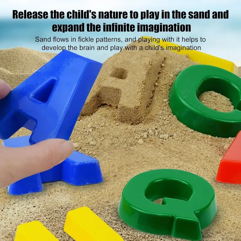 ABC Alphabet Beach Toys Sand Molding Kit for Kids Uppercase Letters Sand Mold Outdoor Sensory Color Training Sandbox Tools